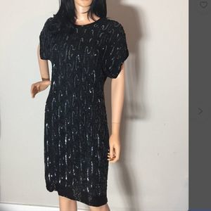 Stenay Vintage Cocktail Party Dress Silk Beaded Sequined Dress Small